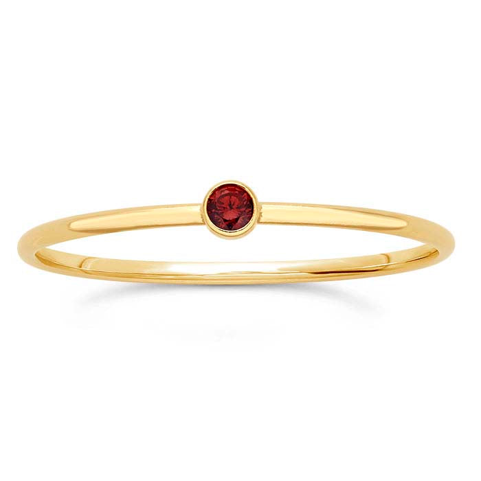 14/20 Yellow Gold-Filled Dark-Red CZ-Set Ring