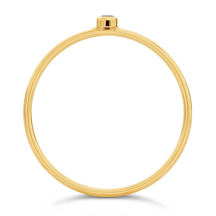 14/20 Yellow Gold-Filled Dark-Red CZ-Set Ring