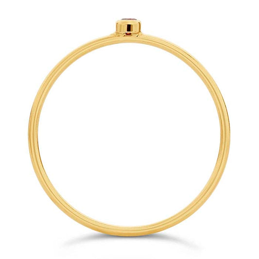 14/20 Yellow Gold-Filled Dark-Red CZ-Set Ring