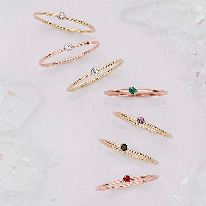 14/20 Rose Gold-Filled Dark-Red CZ-Set Ring