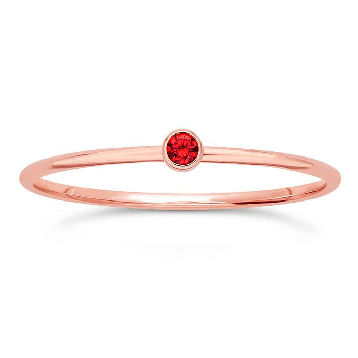 14/20 Rose Gold-Filled Red CZ-Set Ring