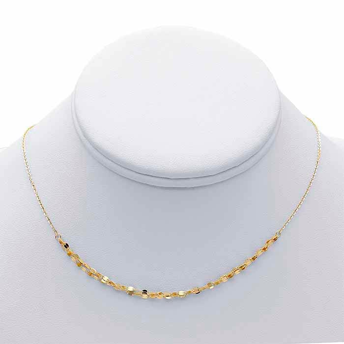 14K Yellow Gold Triple-Strand Dapped Links Choker-Style Necklace