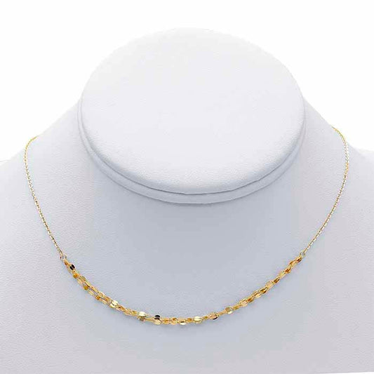 14K Yellow Gold Triple-Strand Dapped Links Choker-Style Necklace