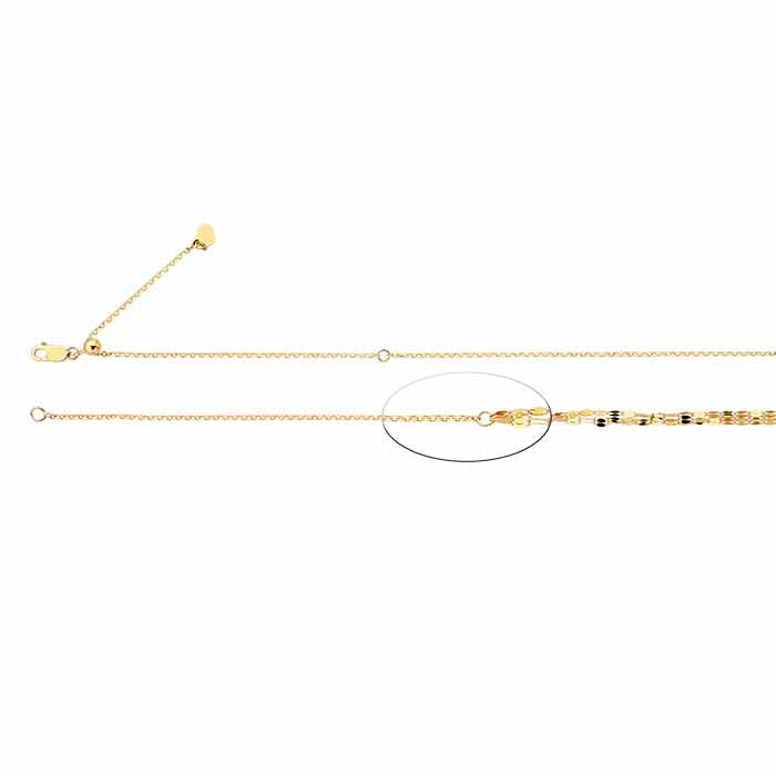 14K Yellow Gold Triple-Strand Dapped Links Choker-Style Necklace