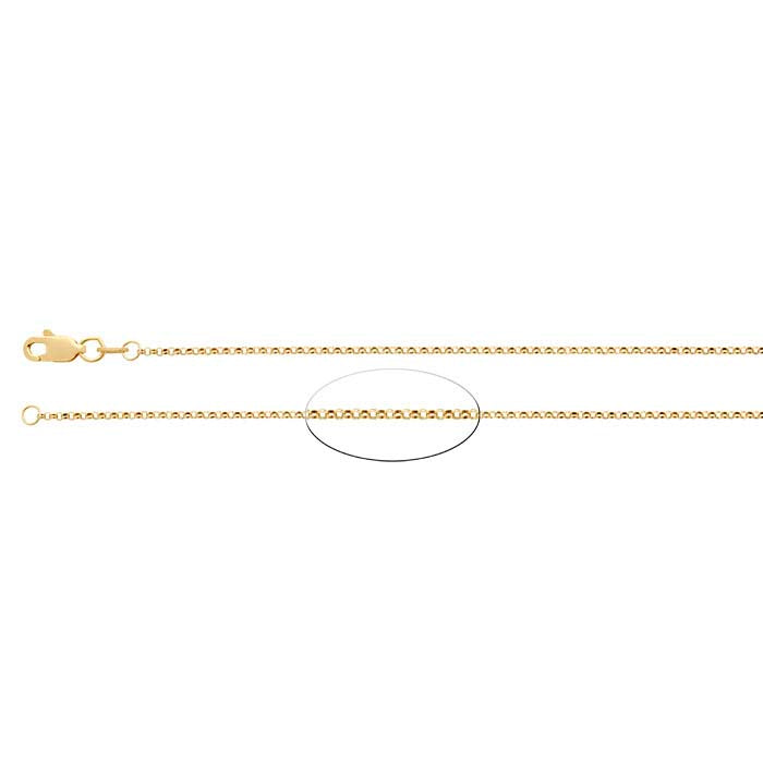 14K Yellow Gold 1.1mm Round Rolo Chain