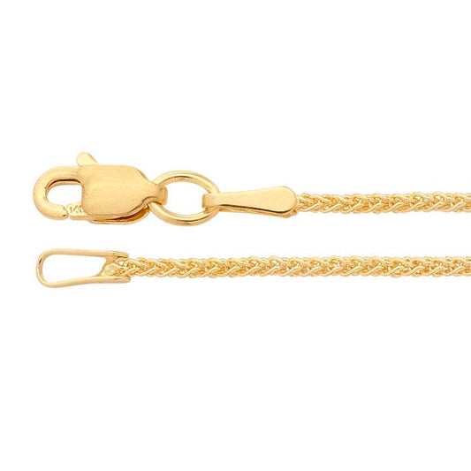 14K Yellow Gold 1.2mm Round Wheat Chain