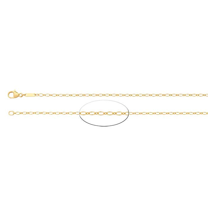 14K Yellow Gold 2.1mm Oval Long & Short Chain