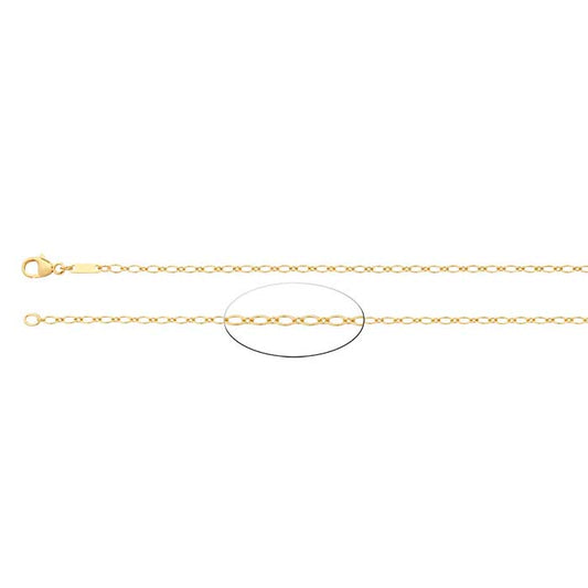 14K Yellow Gold 2.1mm Oval Long & Short Chain