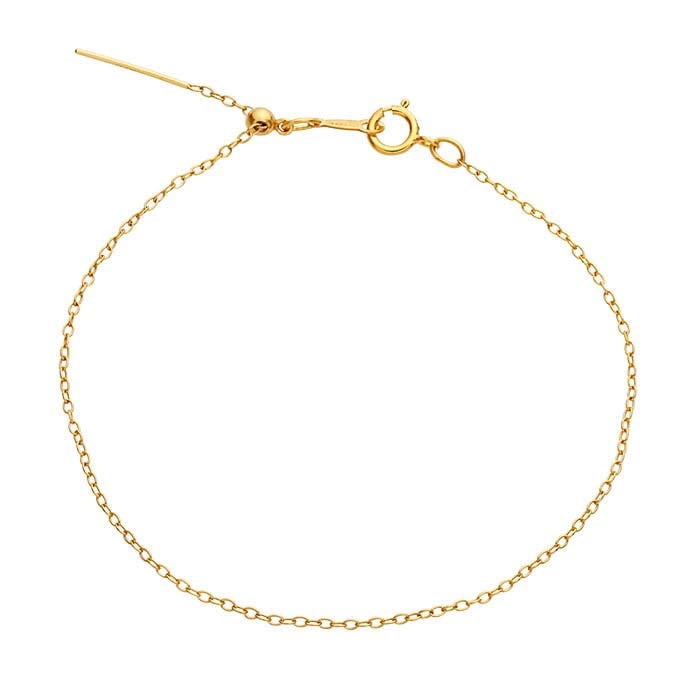 14/20 Yellow Gold-Filled 1.1mm Add-A-Bead Cable Chain Bracelet, Adjustable