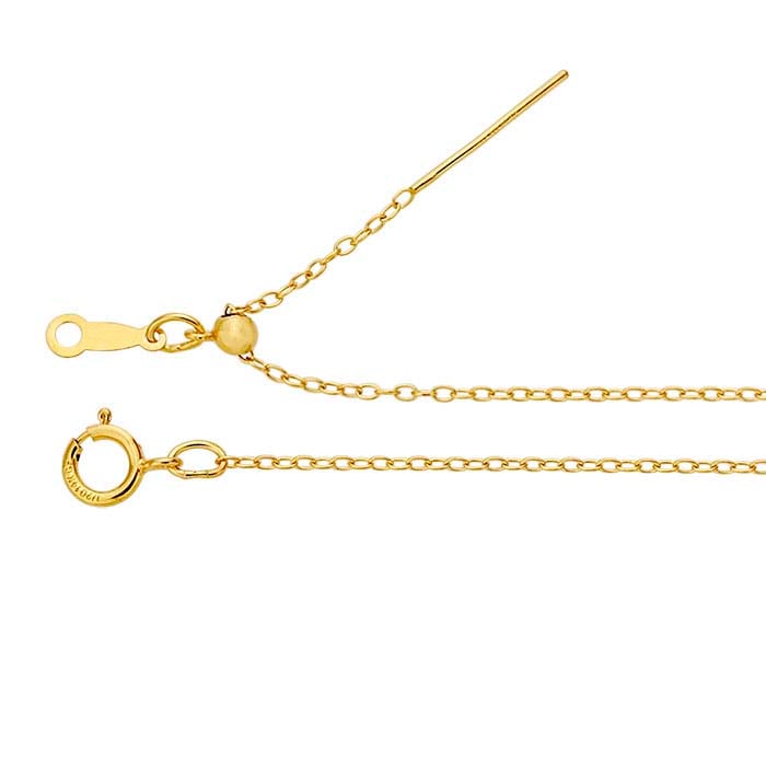 14/20 Yellow Gold-Filled 1.1mm Add-A-Bead Cable Chain Bracelet, Adjustable