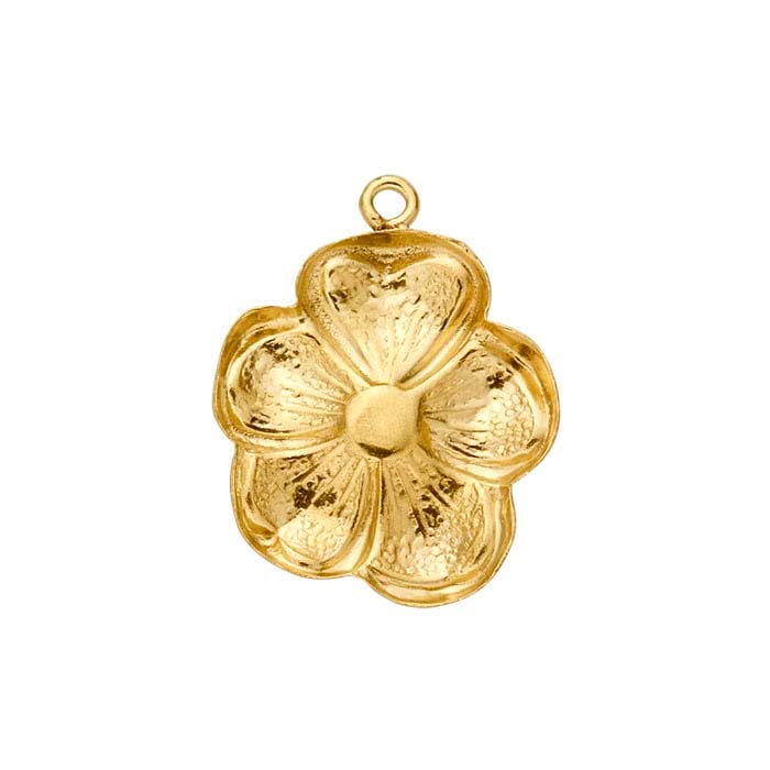 14/20 Guldpläterad Blomcharm med Sluten Ring