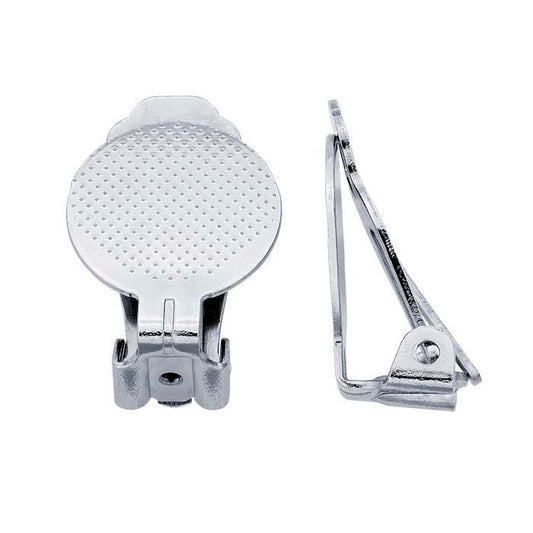 Brass Imitation Rhodium-Finished Clip Earring with Pad