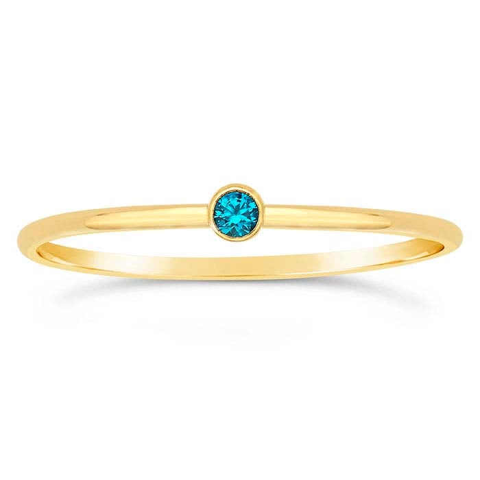 14/20 Yellow Gold-Filled Aqua-Blue CZ-Set Ring