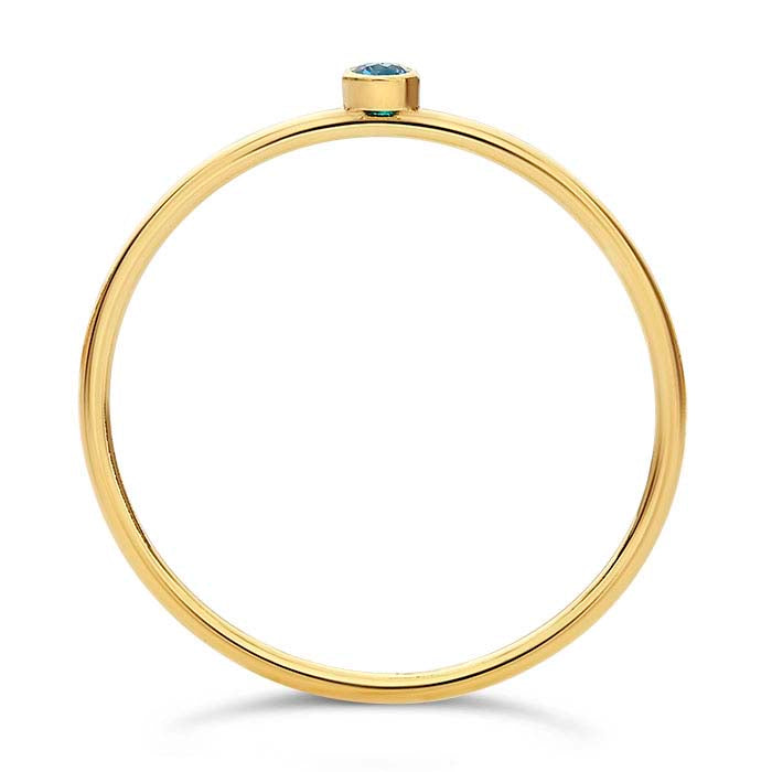 14/20 Yellow Gold-Filled Aqua-Blue CZ-Set Ring