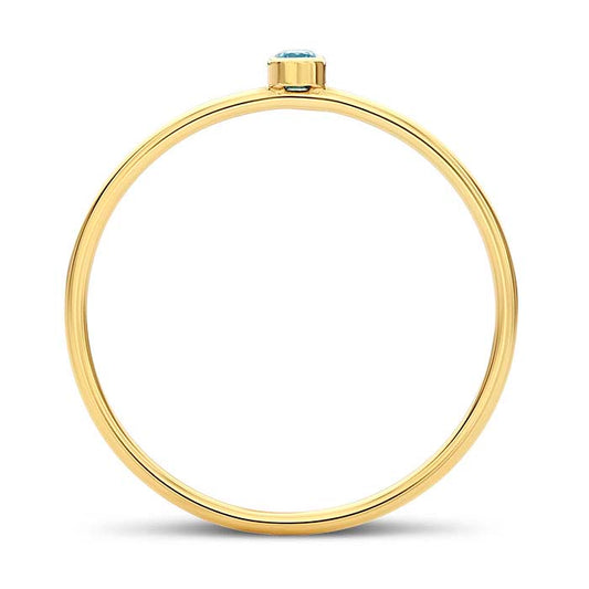 14/20 Guldpläterad Ring med Swiss-Blue CZ-stenar