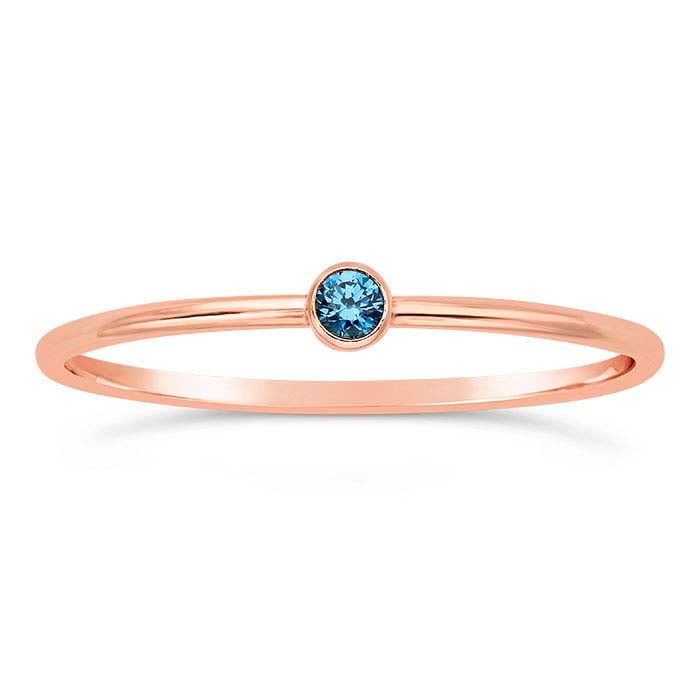 14/20 Rose Gold-Filled Swiss-Blue CZ-Set Ring