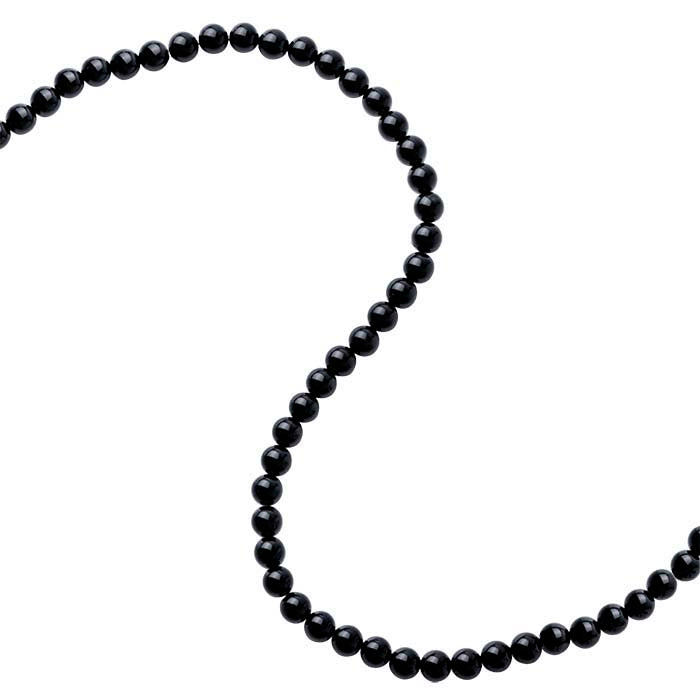 Svart Onyx 8 mm Rund Pärlsträng