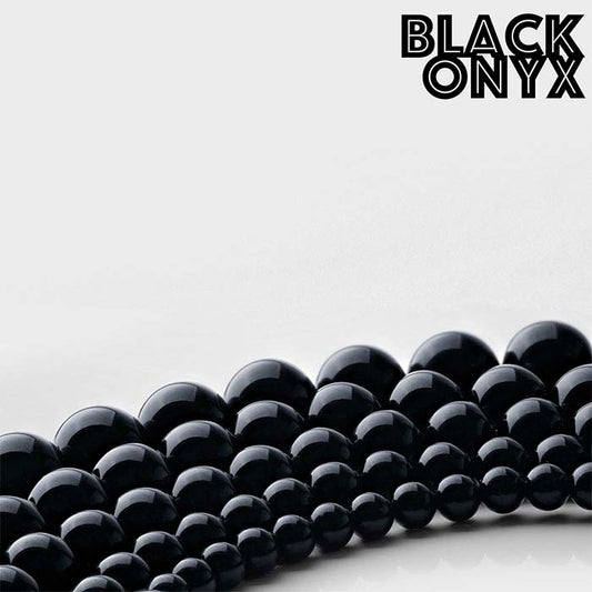 Svart Onyx 8 mm Rund Pärlsträng