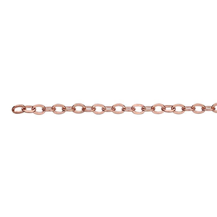 14/20 Rose Gold-Filled 1.4mm Flat Oval Cable Chain, By the Foot