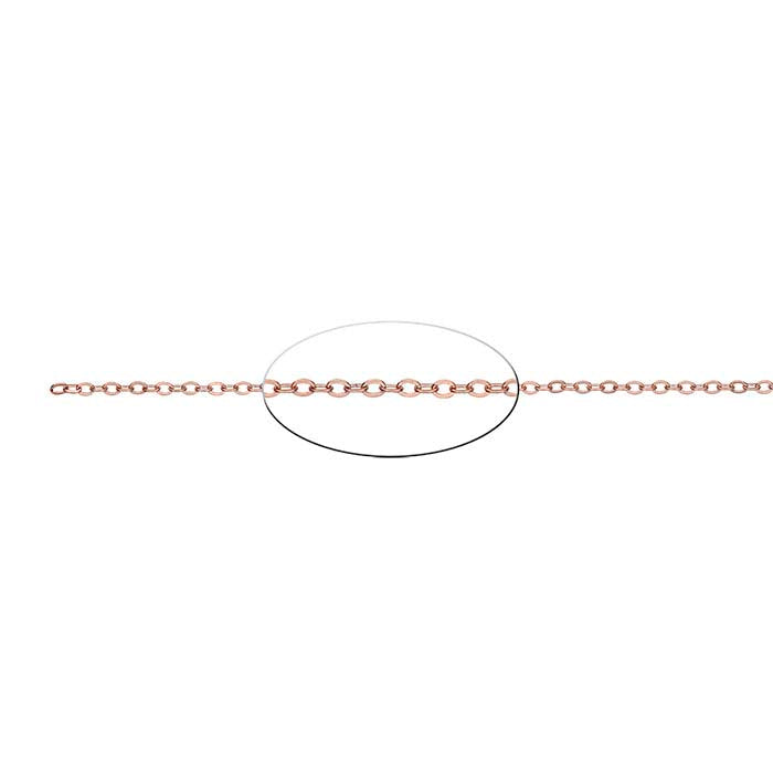14/20 Rose Gold-Filled 1.4mm Flat Oval Cable Chain, By the Foot