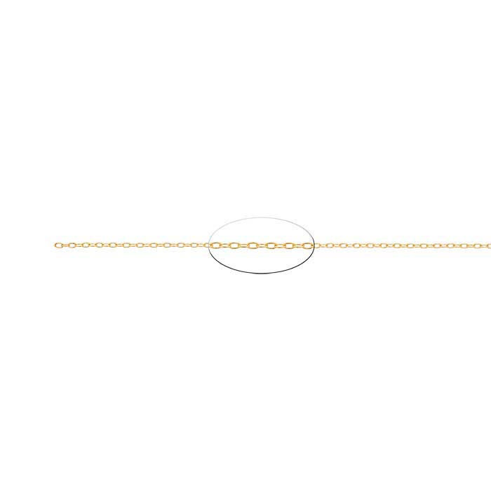 Catena a cavo ovale leggera in oro giallo 14/20 carati placcato, 1,2 mm, rocchetto da 3,05 m.