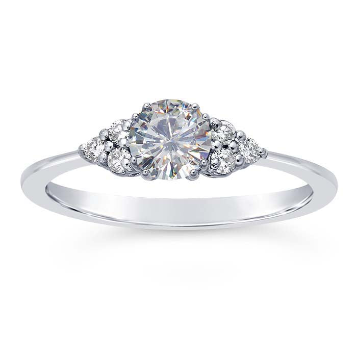 14K White Gold 4.4mm Round Semi-Mount Engagement Ring Mounting