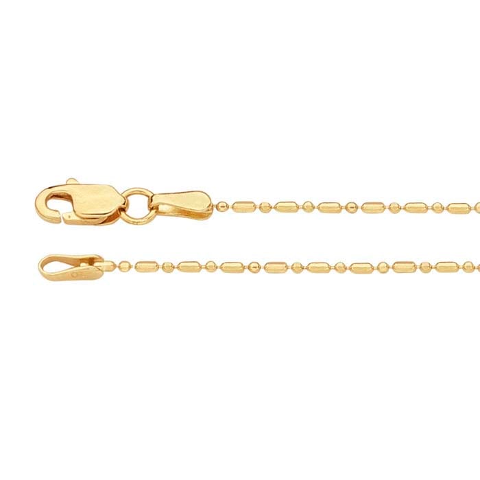 14K Yellow Gold Alternating Cylinder and Round Bead Chain