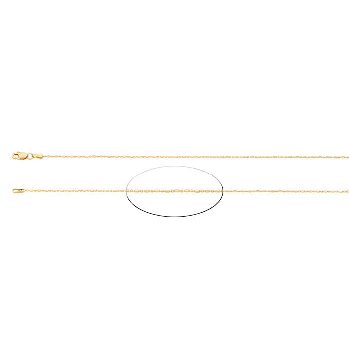 14K Yellow Gold Alternating Cylinder and Round Bead Chain