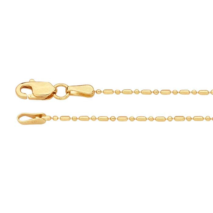 14K Yellow Gold Alternating Cylinder and Round Bead Chain