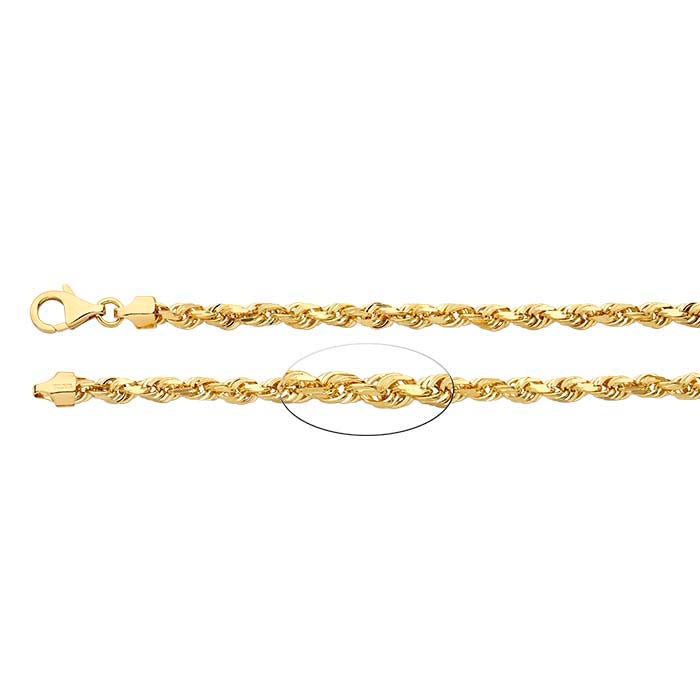 14K Yellow Gold Diamond-Cut French Rope Chain