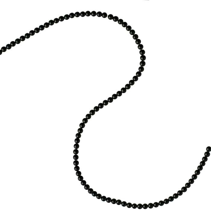 Svart Onyx 4 mm Rund Pärlsträng