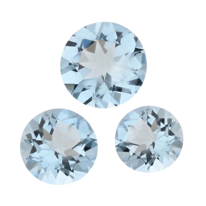Aquamarine Round Faceted Gemstones, AAA-Grade