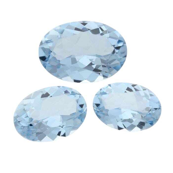 Aquamarine Oval Faceted Gemstones, AAA-Grade
