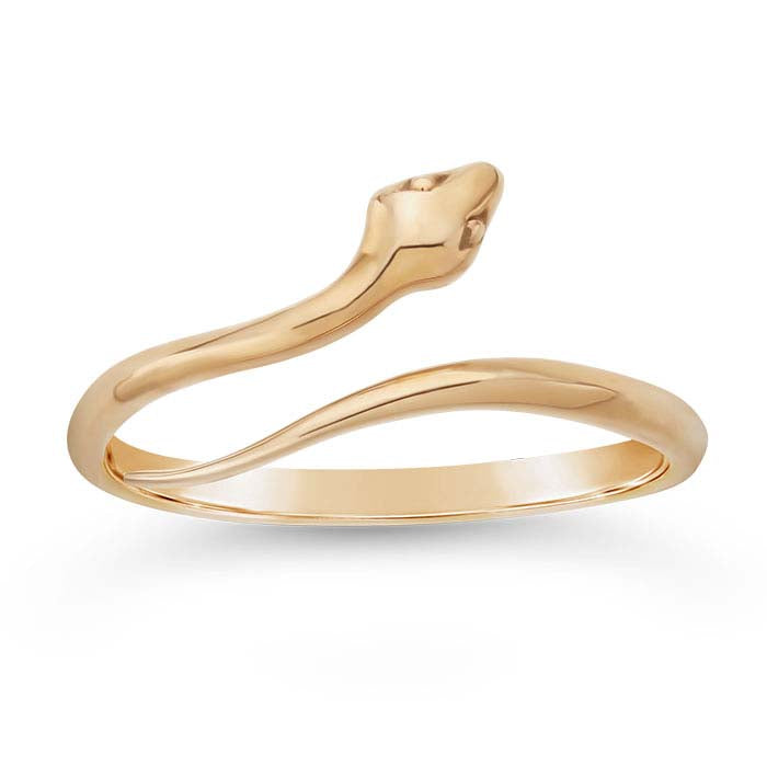 Bronze Snake Bypass Ring, Adjustable