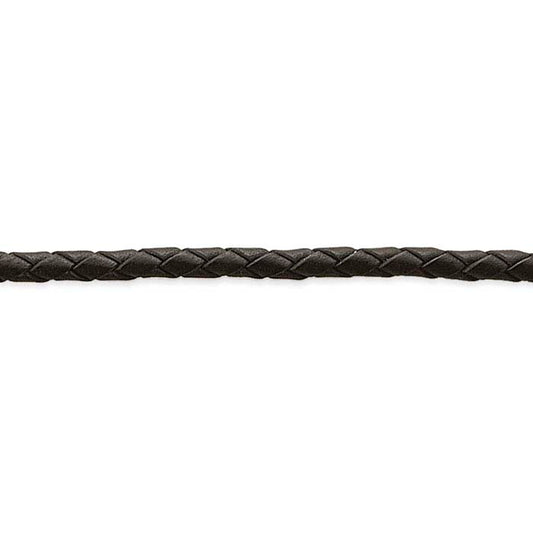 Black Machine-Braided Leather Cord, 10 Meters