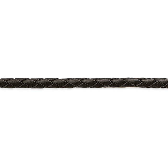 Black Machine-Braided Leather Cord, 10 Meters