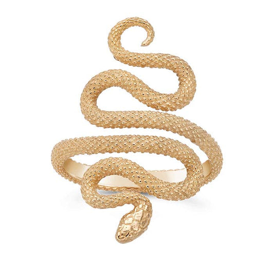 Bronze Textured Snake Bypass Ring, Adjustable