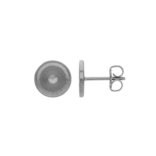 Titanium 8mm Round Cabochon Post Earring Mounting