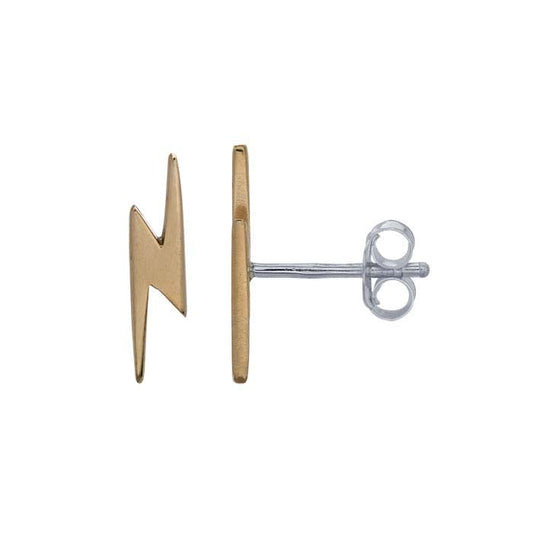 Bronze Lightning Bolt Post Earrings