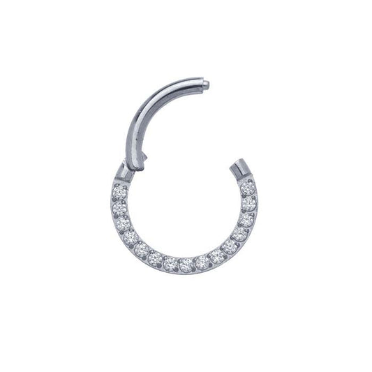Titanium Side Facing CZ-Set Clicker Earring