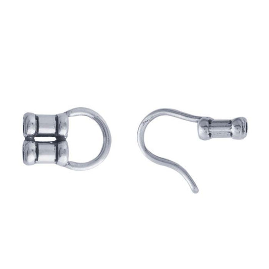 Sterling Silver 20.5 x 8.4mm Hook & Eye Clasp, 2-Strand