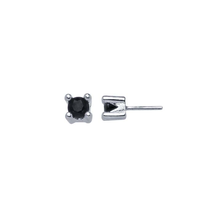 Sterling Silver 2mm Black CZ-Set Pin