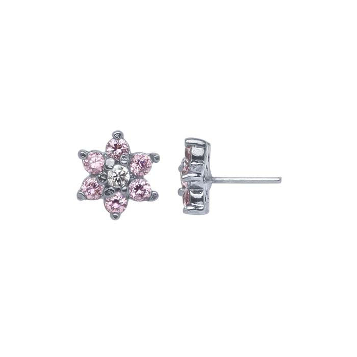 Sterling Silver CZ-Set Flower Pin