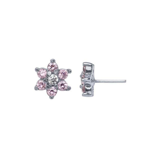 Sterling Silver CZ-Set Flower Pin