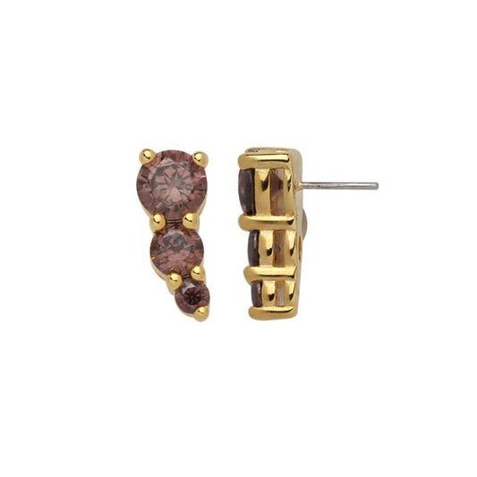 Spilla Threadless Coffee CZ Set in Vermeil 24K