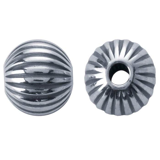 Sterling Silver Oxidized 3mm Round Corrugated Seamless Bead