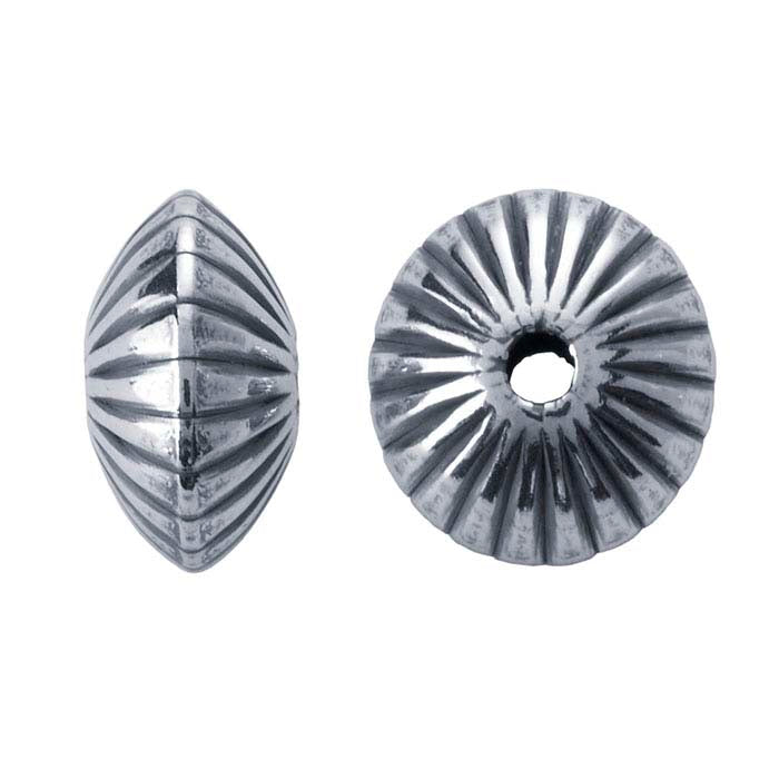 Sterling Silver 5.7 x 3.5mm Corrugated Saucer Bead