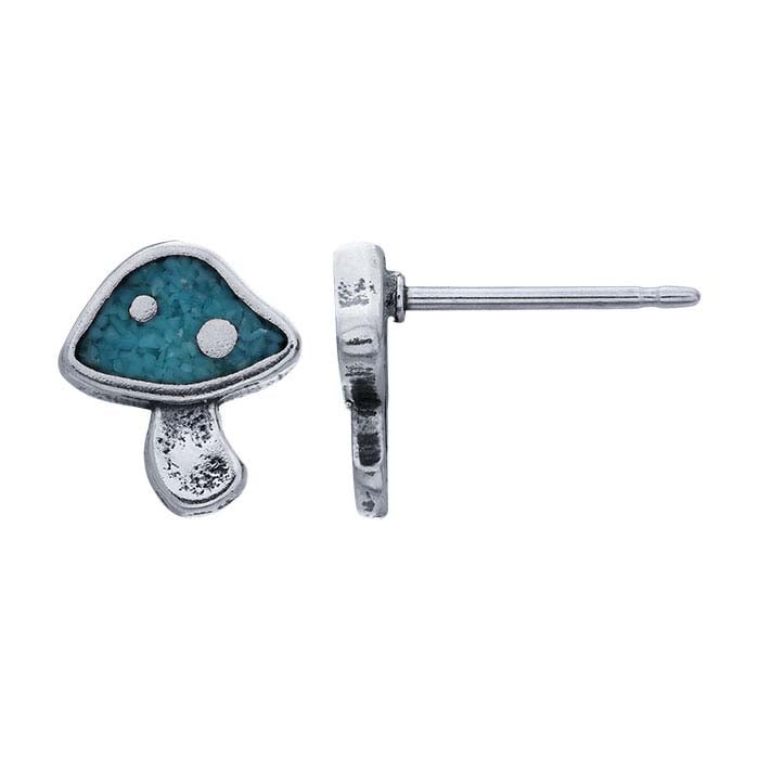 Sterling Silver Inlay Mushroom Post Earring