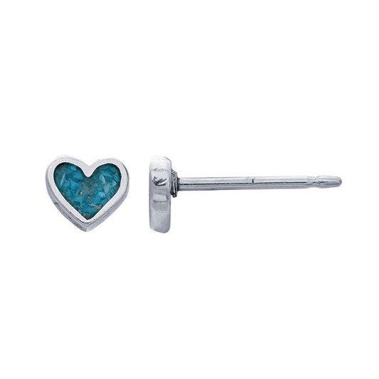 Sterling Silver Blue Inlay Heart Post Earring