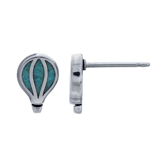 Sterling Silver Inlay Hot Air Balloon Post Earring